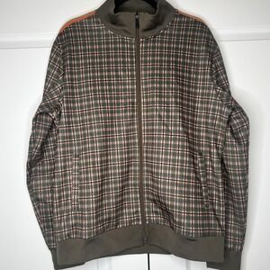 JIAN WANG Tracksuit Mens Large Multicolor‎ Plaid Zip Jacket Jogger Set Pants